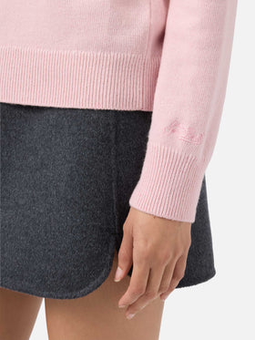 New Queen-Pullover aus Kaschmirmischung in Rosa mit Lurex-Jacquard von Vacanze di Natale | VACANZE DI NATALE SONDERAUSGABE