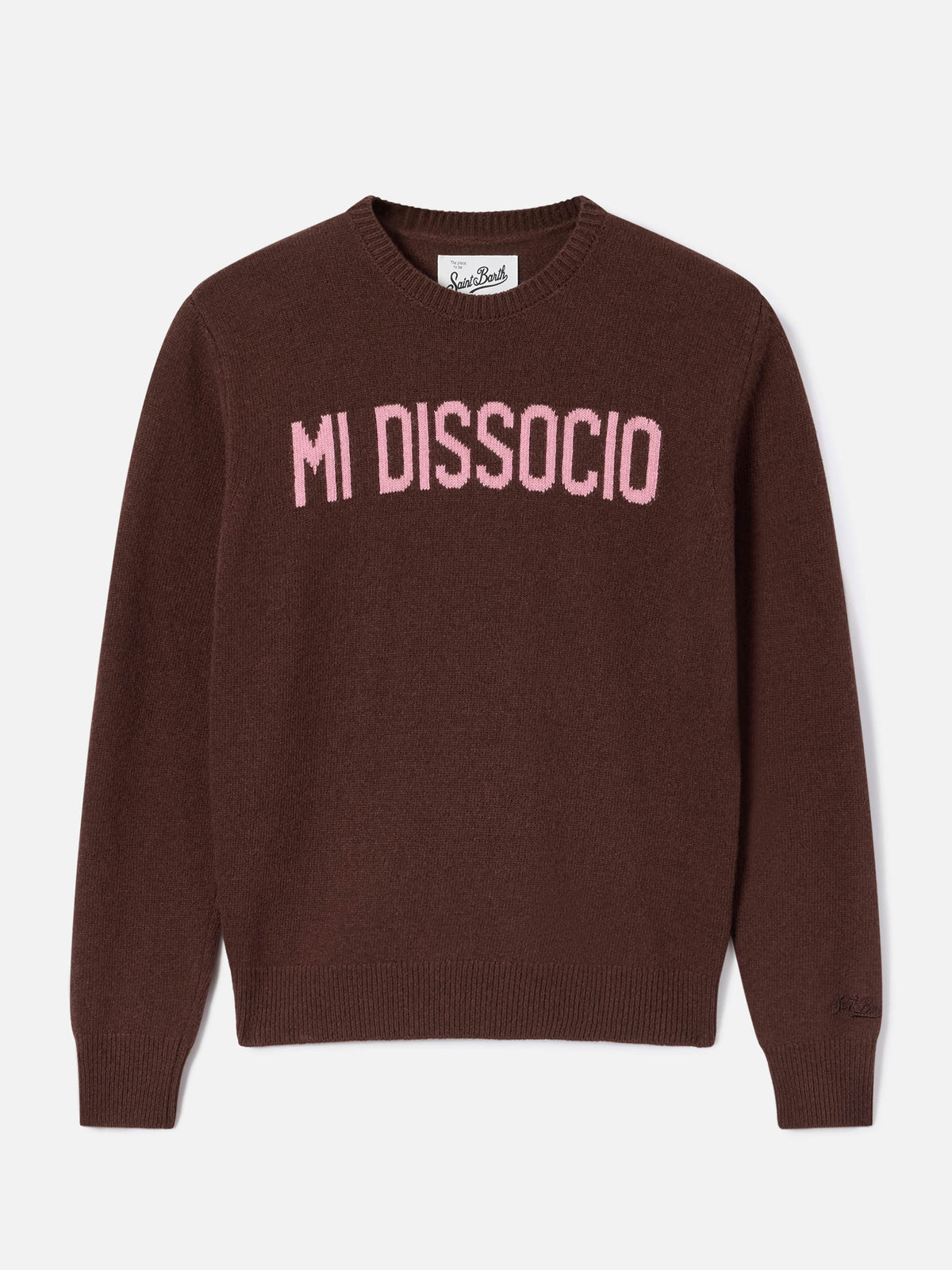 Pull col rond en maille Brown New Queen avec broderie Mi Dissocio 