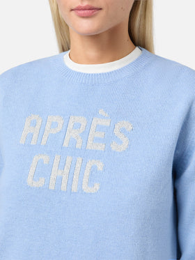 Neuer Queen-Pullover aus Kaschmirmischung in Hellblau mit Après Chic-Jacquard