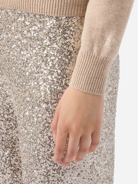 New Queen cashmere-blend sweater in white with Splendida Splendente lurex jacquard