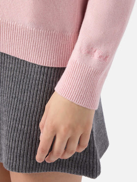 Maglione New Queen in misto cashmere rosa con jacquard Bella e Impossibile