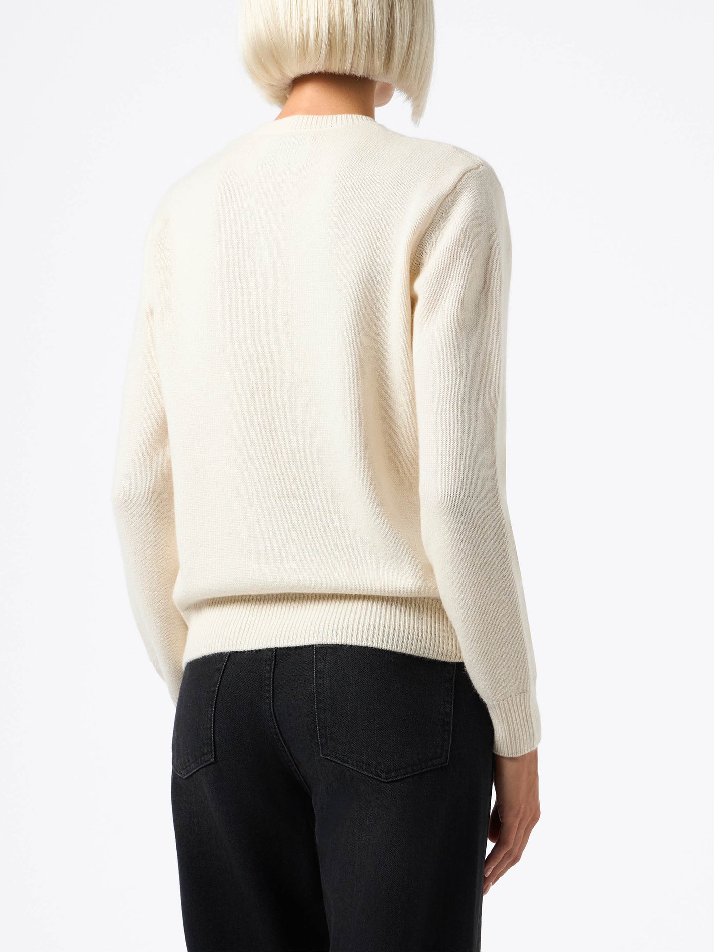 Pull femme beige New Queen avec broderie de sequins Bollicine 