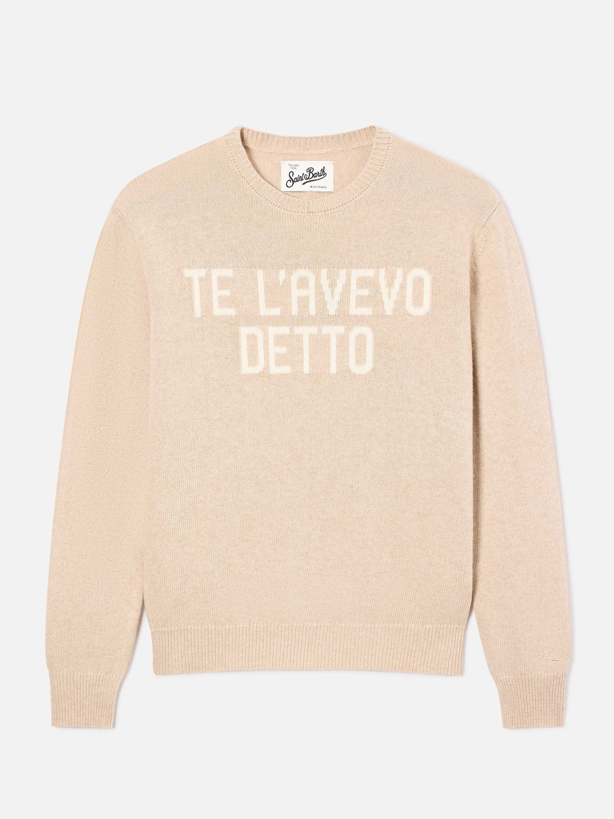 Punto de cuello redondo Beige New Queen con bordado Te L'Avevo Detto 