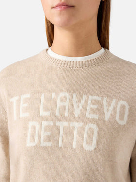 Punto de cuello redondo Beige New Queen con bordado Te L'Avevo Detto 