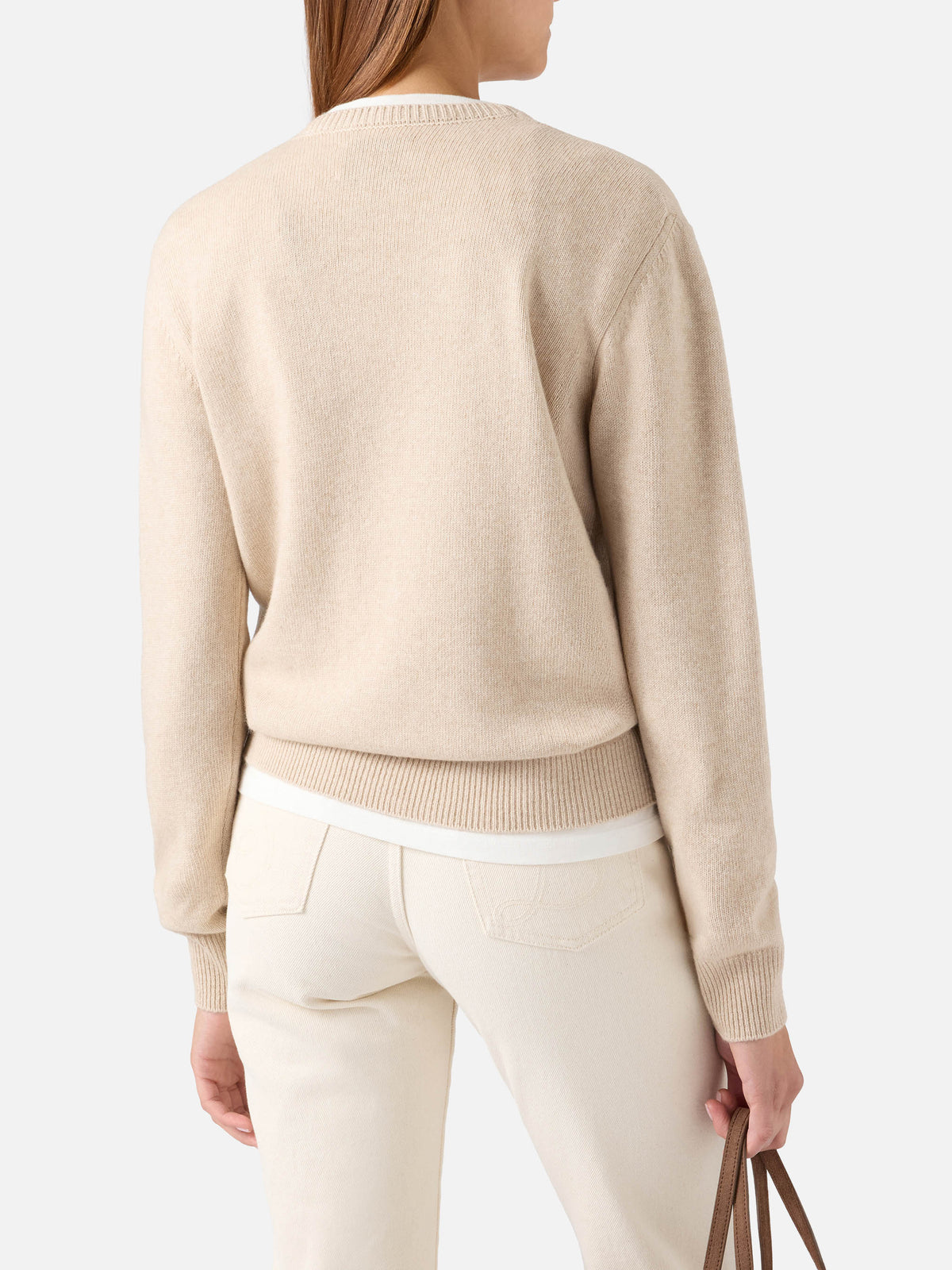 Punto de cuello redondo Beige New Queen con bordado Te L'Avevo Detto 