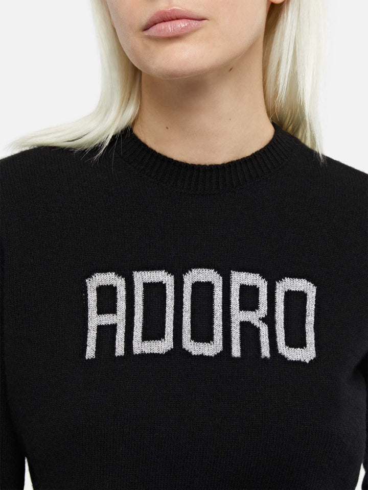 Woman black sweater New Queen with Adoro jacquard - MC2 Saint Barth