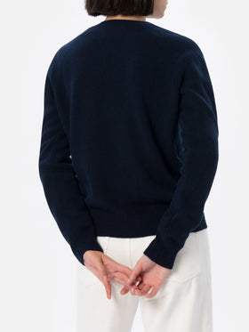 Woman blue sweater New Queen with Non me lo merito jacquard - MC2 Saint Barth