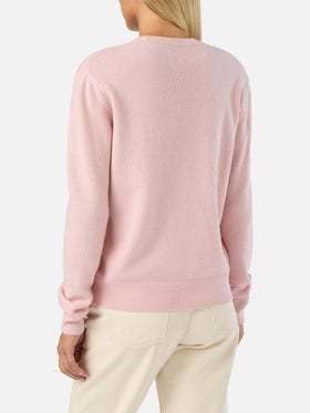 Pink New Queen crewneck knit with Shopping Is My Fav Sport embroidery