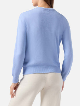 Light blue sweater New Queen with Nessuno te l'ha chiesto embroidery