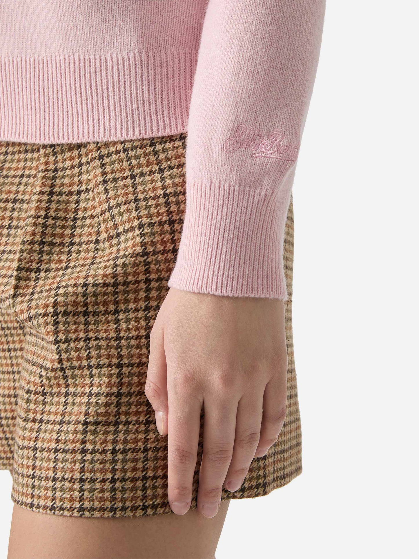 Girocollo New Queen bianco con jacquard Cortina Habitué