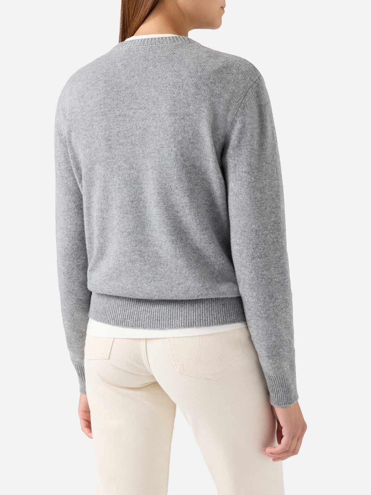 Girocollo grigio New Queen con ricamo Mollatemi in lurex