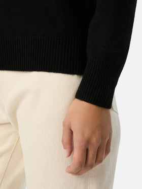 Schwarzer New Queen Rundhals-Strickpullover mit Born To Shine Strassstickerei 