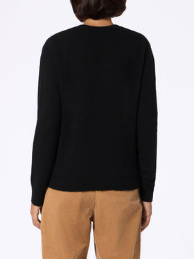 Woman black sweater New Queen with embroidery Vip club Cortina | VIP CLUB CORTINA SPECIAL EDITION - MC2 Saint Barth