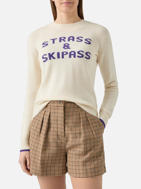 Girocollo New Queen bianco con decorazioni di strass Strass & Skipass