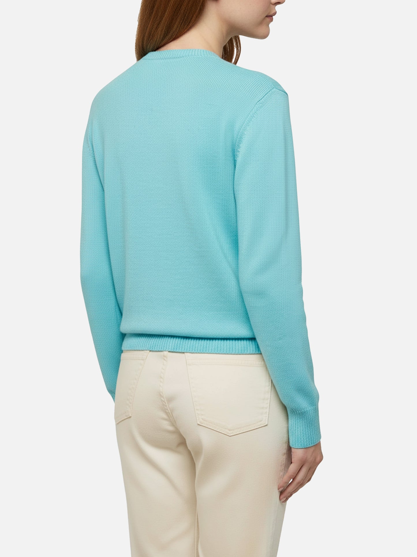 Water green sweater New Queen with Raclette & Paillettes sequins lettering