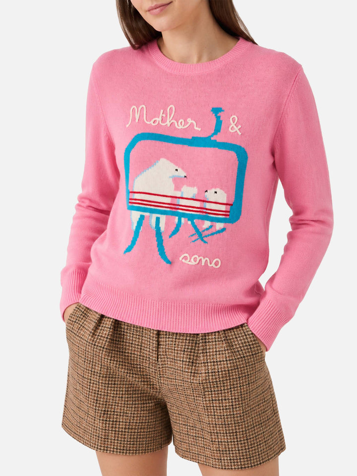 Maglia New Queen con ricamo bears e lettering Mother & sons