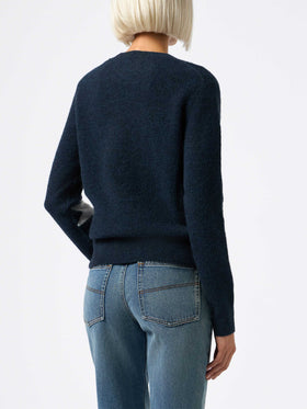 Woman blue sweater New Queen with La notte vola embroidery and stars jacquard - MC2 Saint Barth