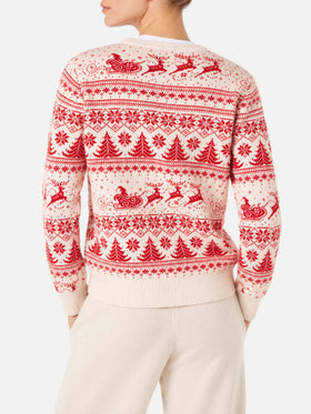 Suéter jacquard navideño New Queen rojo y blanco 