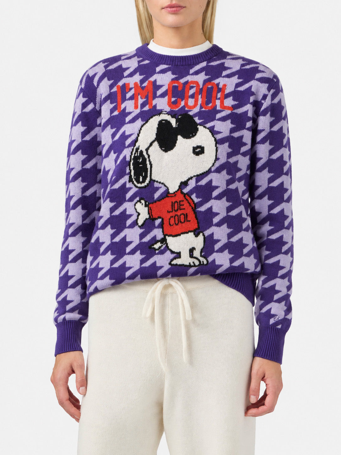 Maglia New Queen pied de poule con jacquard Snoopy | Special Edition