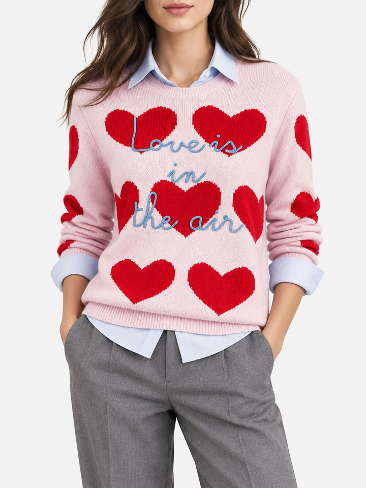 Maglia New Queen jacquard cuori con ricamo