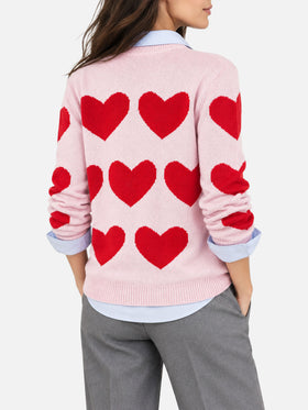 Maglia New Queen jacquard cuori con ricamo