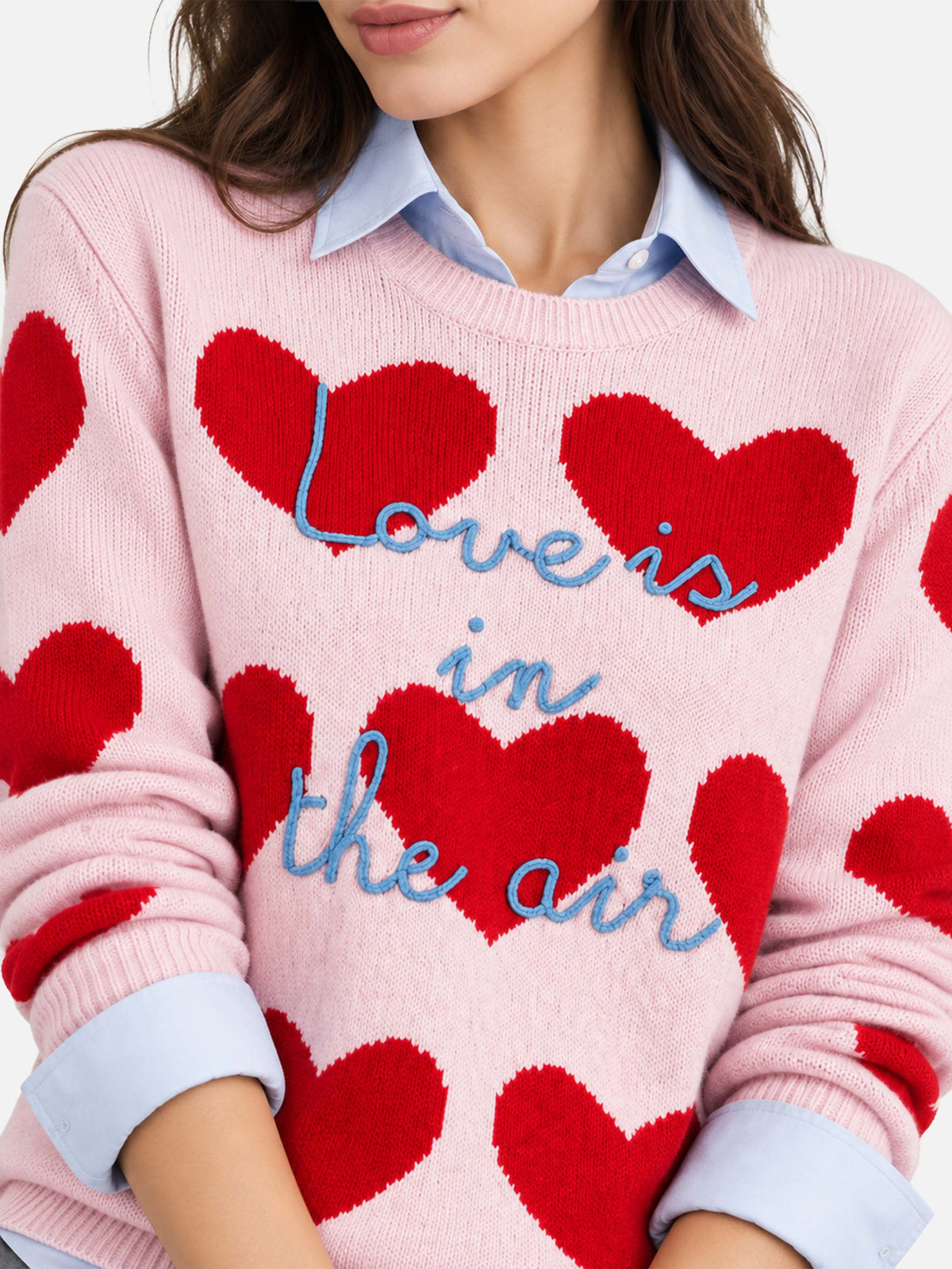 Maglia New Queen jacquard cuori con ricamo