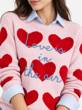 Maglia New Queen jacquard cuori con ricamo
