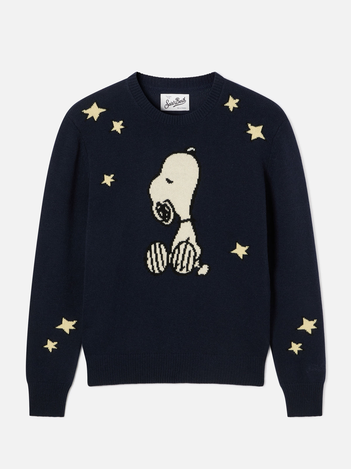 Maglia girocollo New Queen blu navy con intarsio Snoopy | Special edition