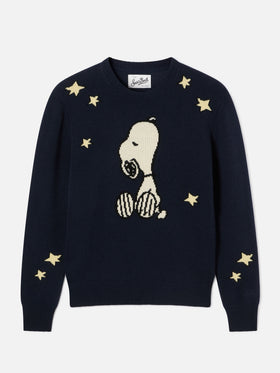 Maglia girocollo New Queen blu navy con intarsio Snoopy | Special edition