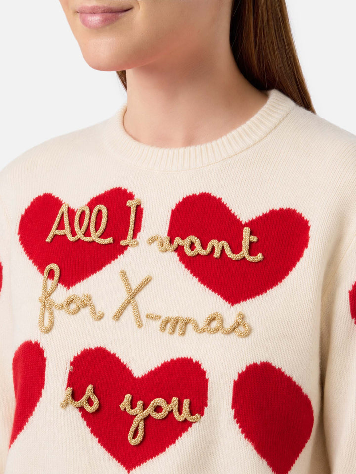 Maglia New Queen con ricamo All I Want for Xmas is You