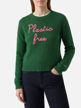 Jersey cropped Green New Queen con bordado Plastic Free 