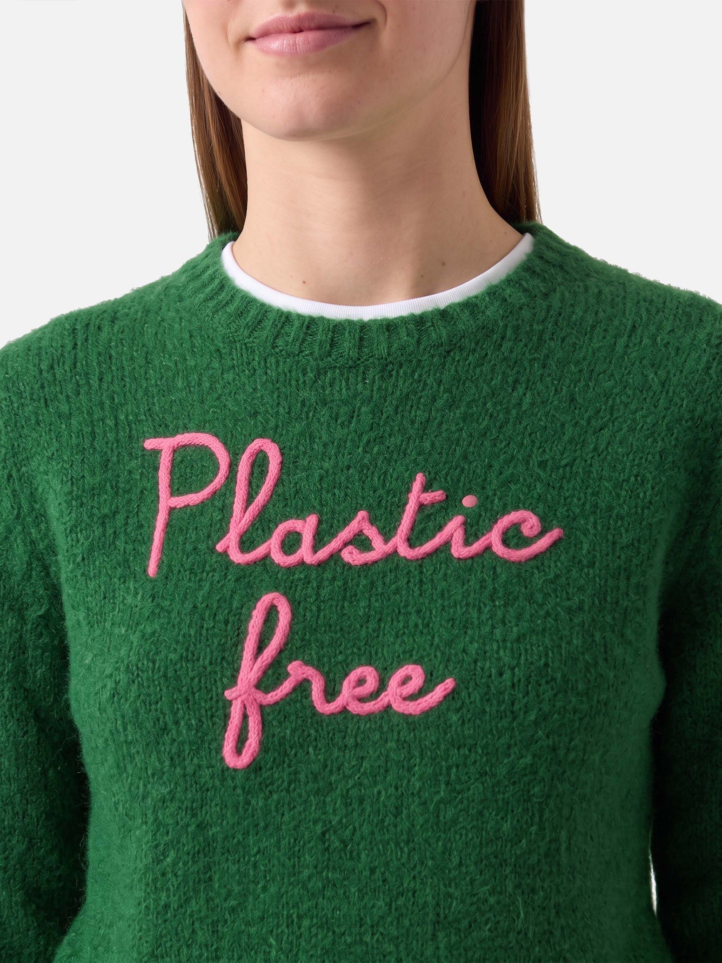 Jersey cropped Green New Queen con bordado Plastic Free 