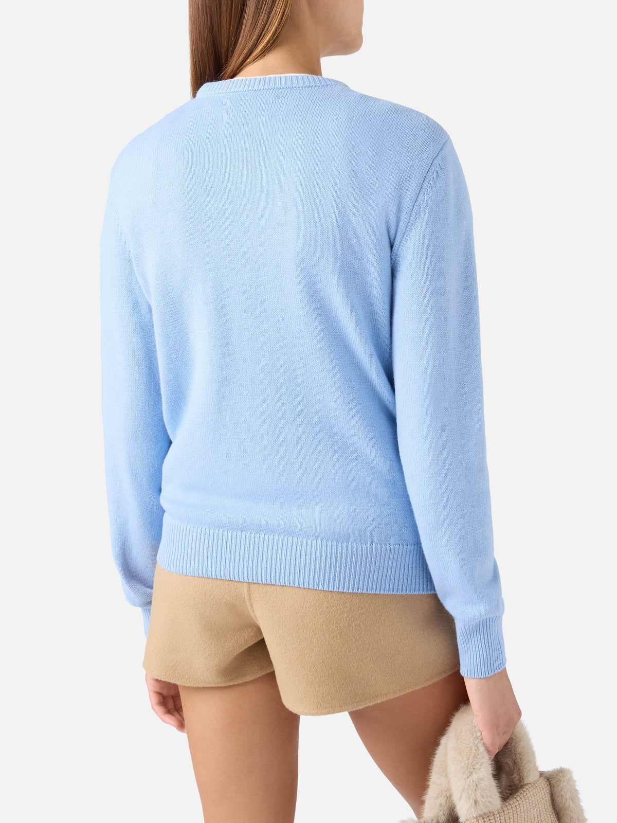 Jersey ligero de cuello redondo blue New Queen con bordado Mi Fai Volare 
