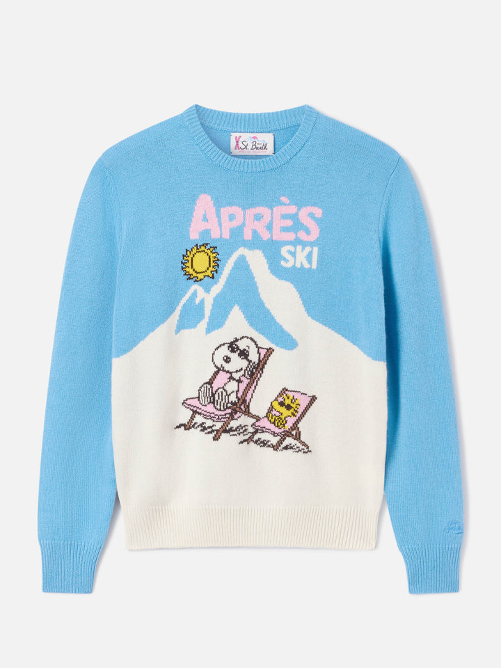 Jersey ligero de cuello redondo blue New Queen con intarsia de Snoopy | Special edition 