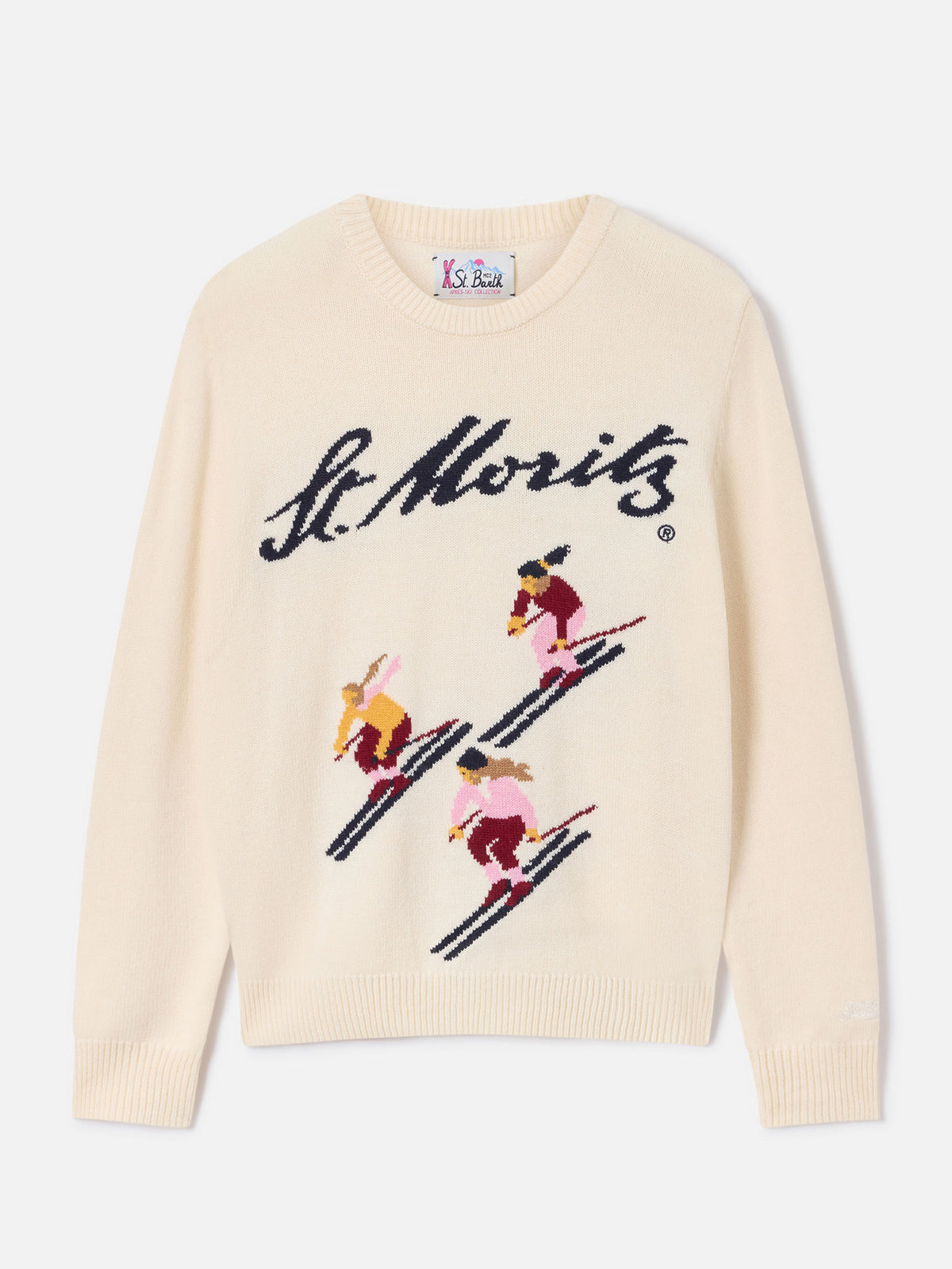 Maglia girocollo New Queen off white con intarsio St. Moritz | Special edition