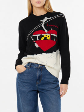 Maglione New Queen nero con ricamo Lovovia