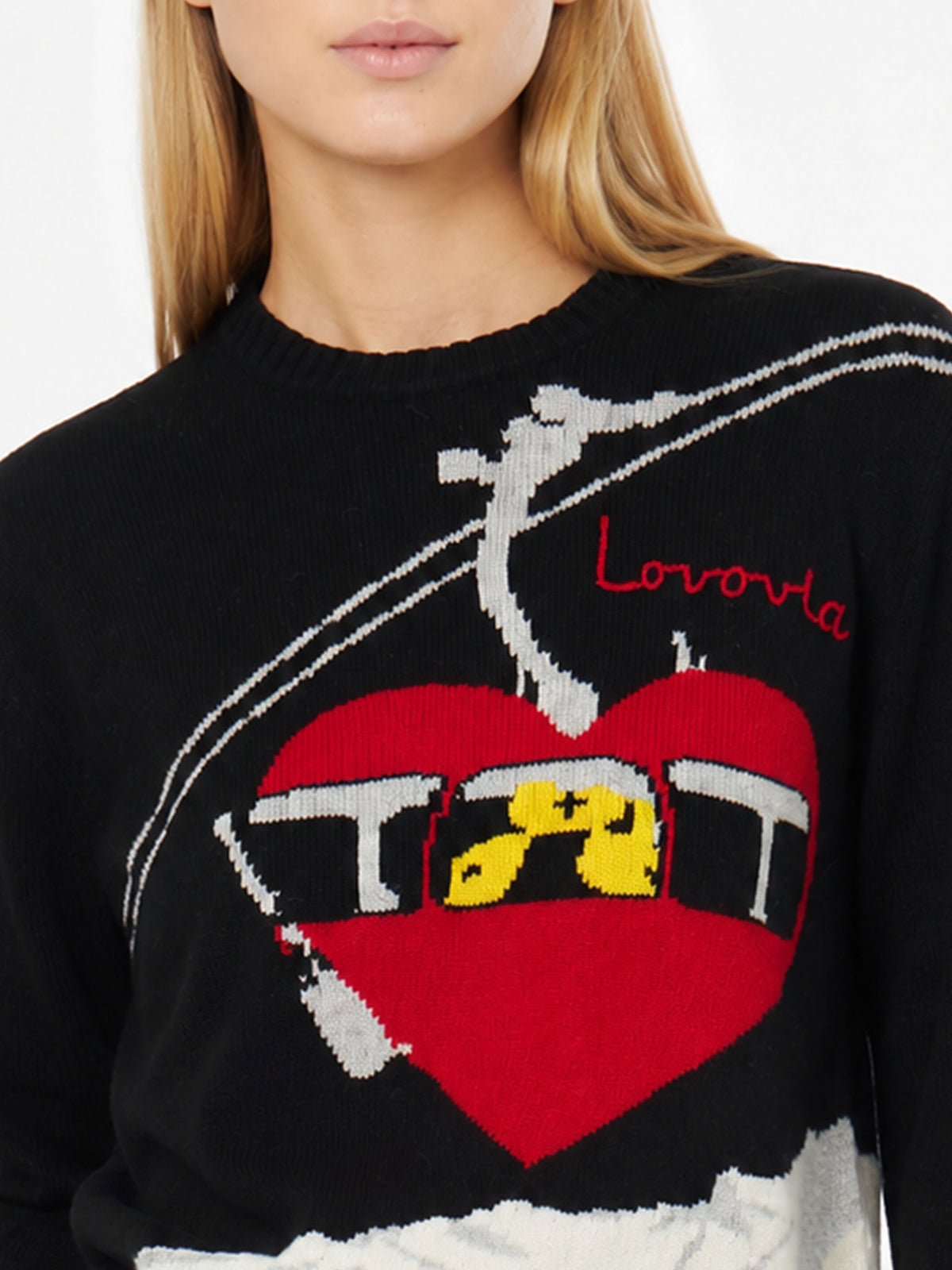 Maglione New Queen nero con ricamo Lovovia