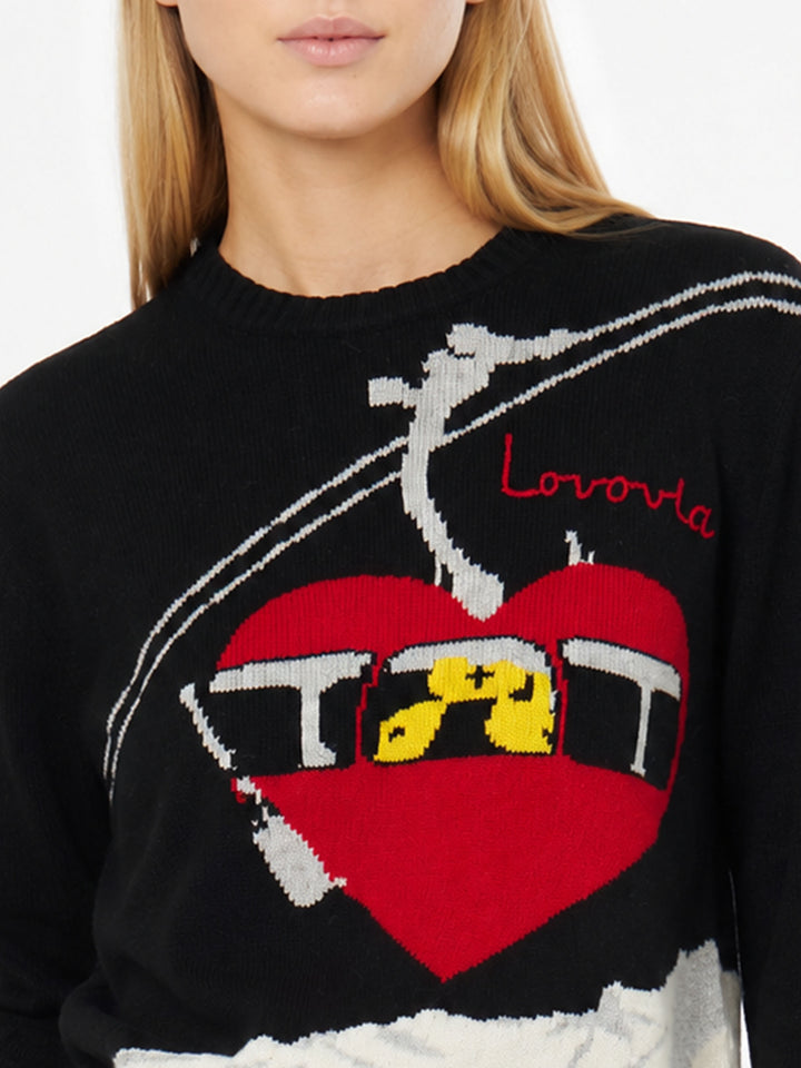 Maglione New Queen nero con ricamo Lovovia