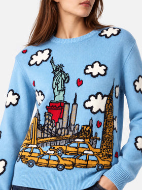 Suéter New Queen azul claro con estampado New York 