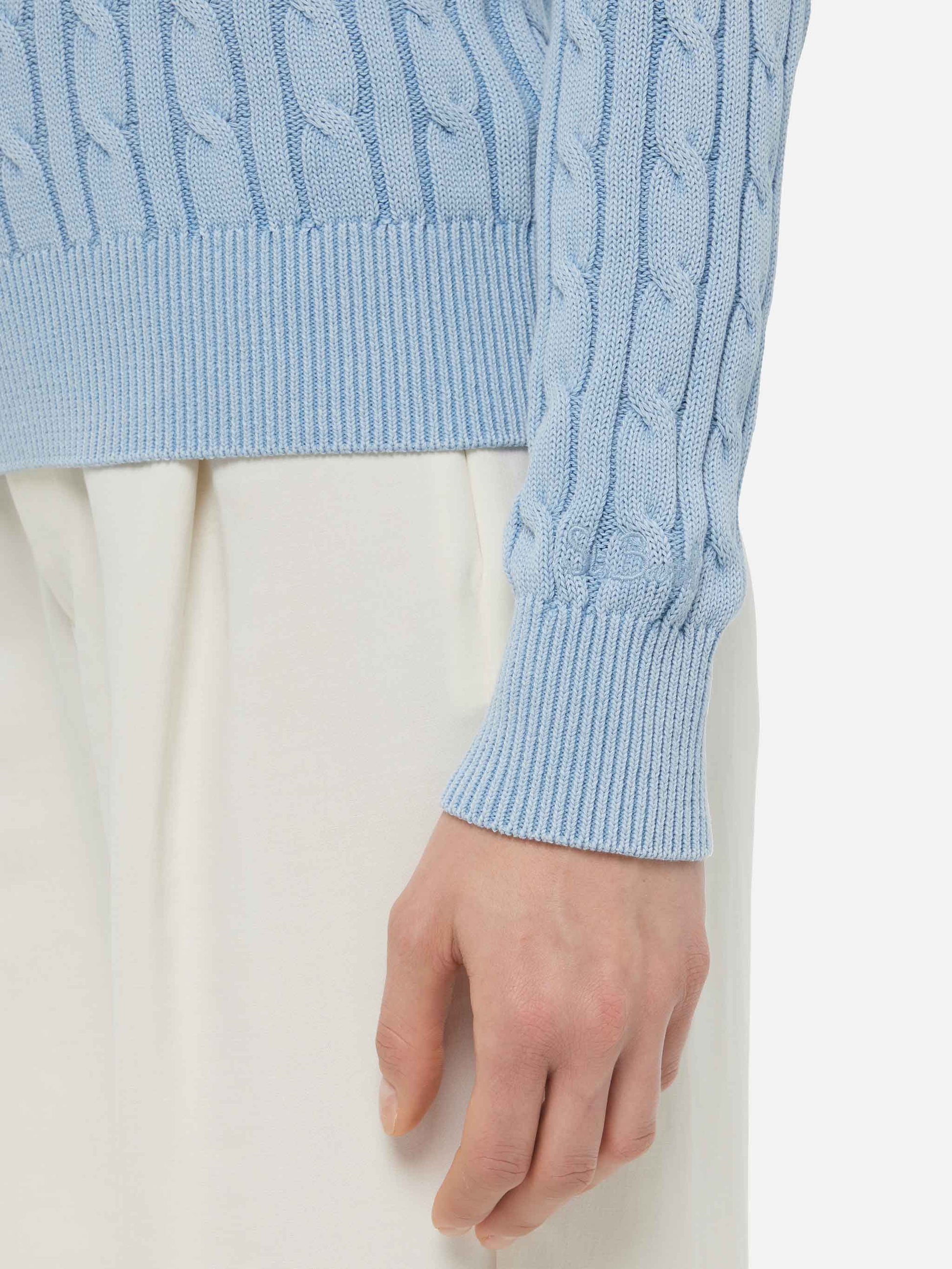 Light blue cotton cable knit sweater New Queen - MC2 Saint Barth