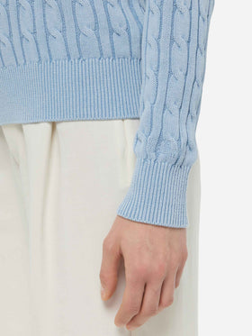 Light blue cotton cable knit sweater New Queen - MC2 Saint Barth