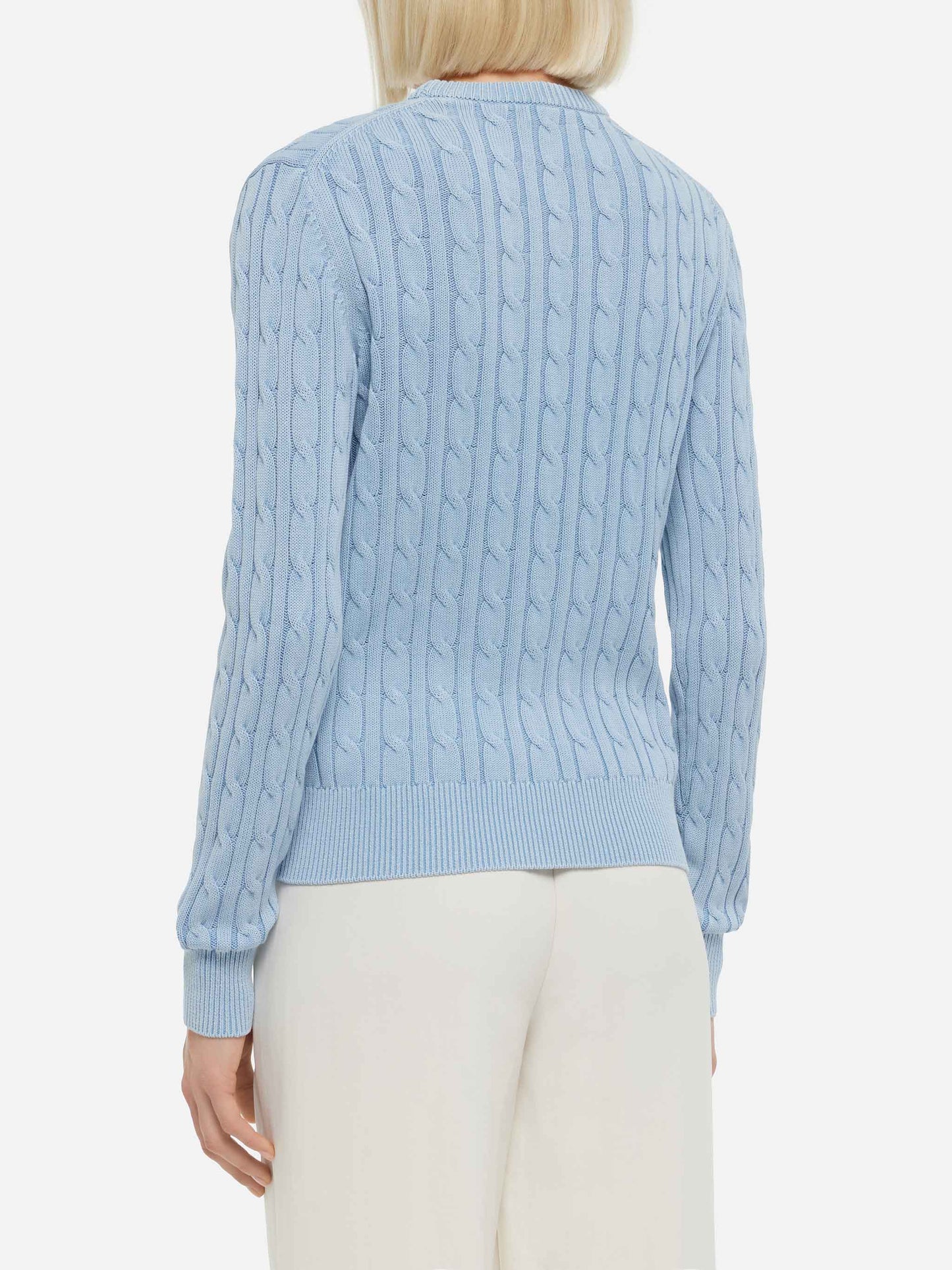 Light blue cotton cable knit sweater New Queen - MC2 Saint Barth