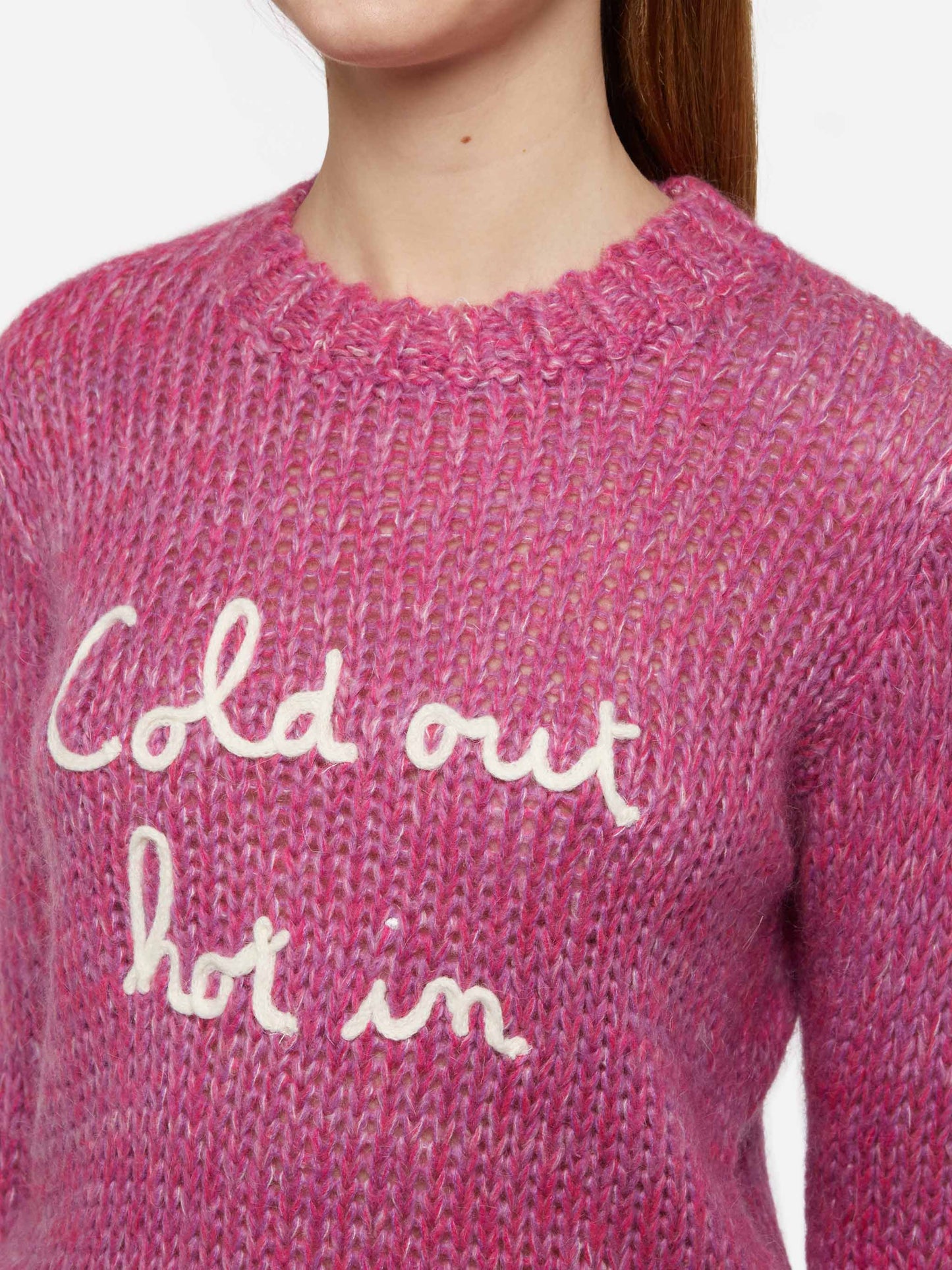 Woman crewneck soft sweater with Cold Out Hot In embroidery - MC2 Saint Barth