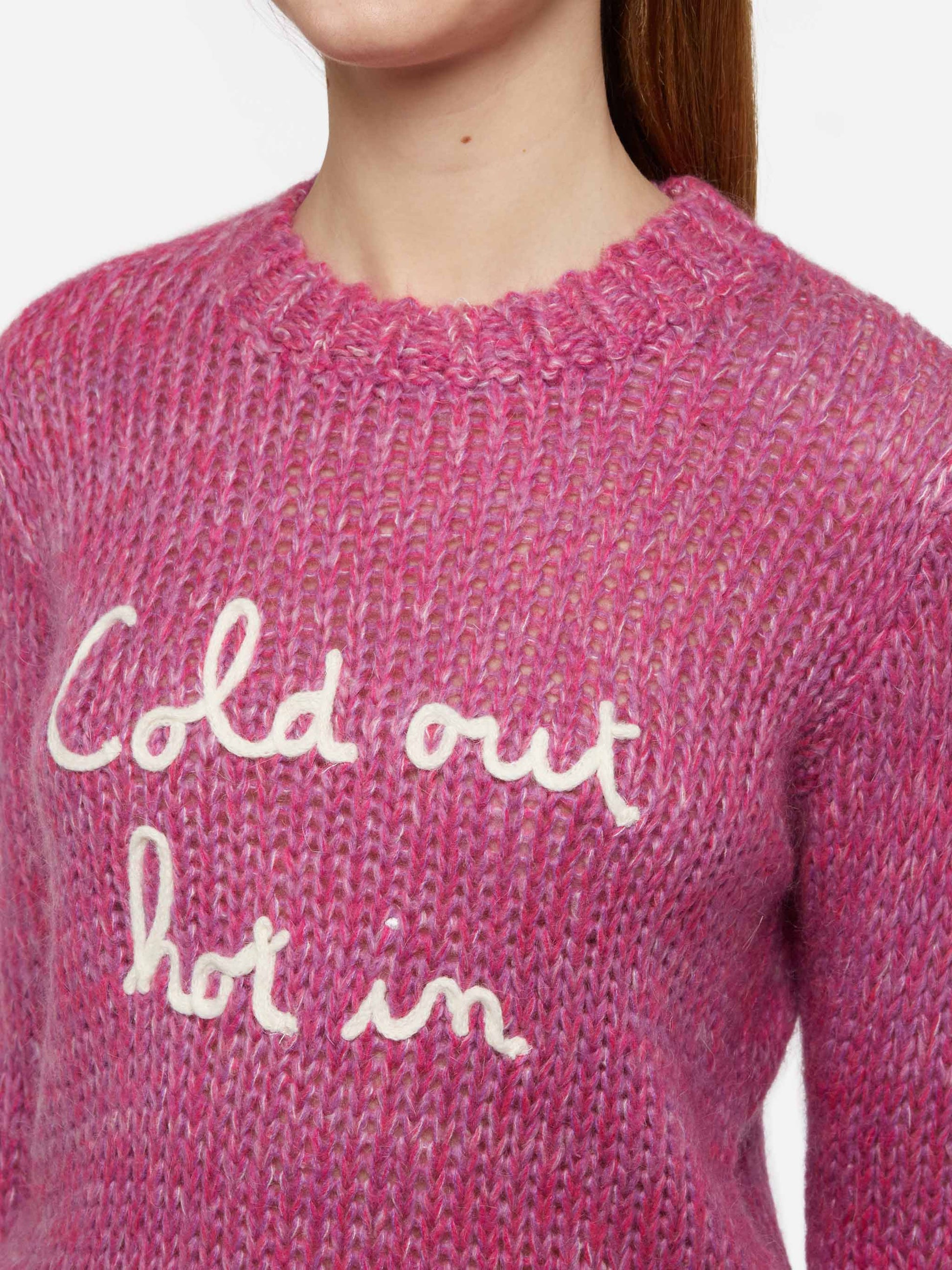 Woman crewneck soft sweater with Cold Out Hot In embroidery - MC2 Saint Barth