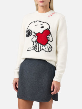 Jersey de mujer con jacquard de Snoopy y Woodstock y corazón de strass | SNOOPY PEANUTS™ SPECIAL EDITION 