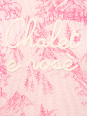 Woman pink sweater New Queen with toile de jouy print and Chalet e Rosè embroidery - MC2 Saint Barth