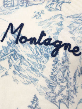 Woman white sweater New Queen with toile de jouy print and La Montagne embroidery - MC2 Saint Barth