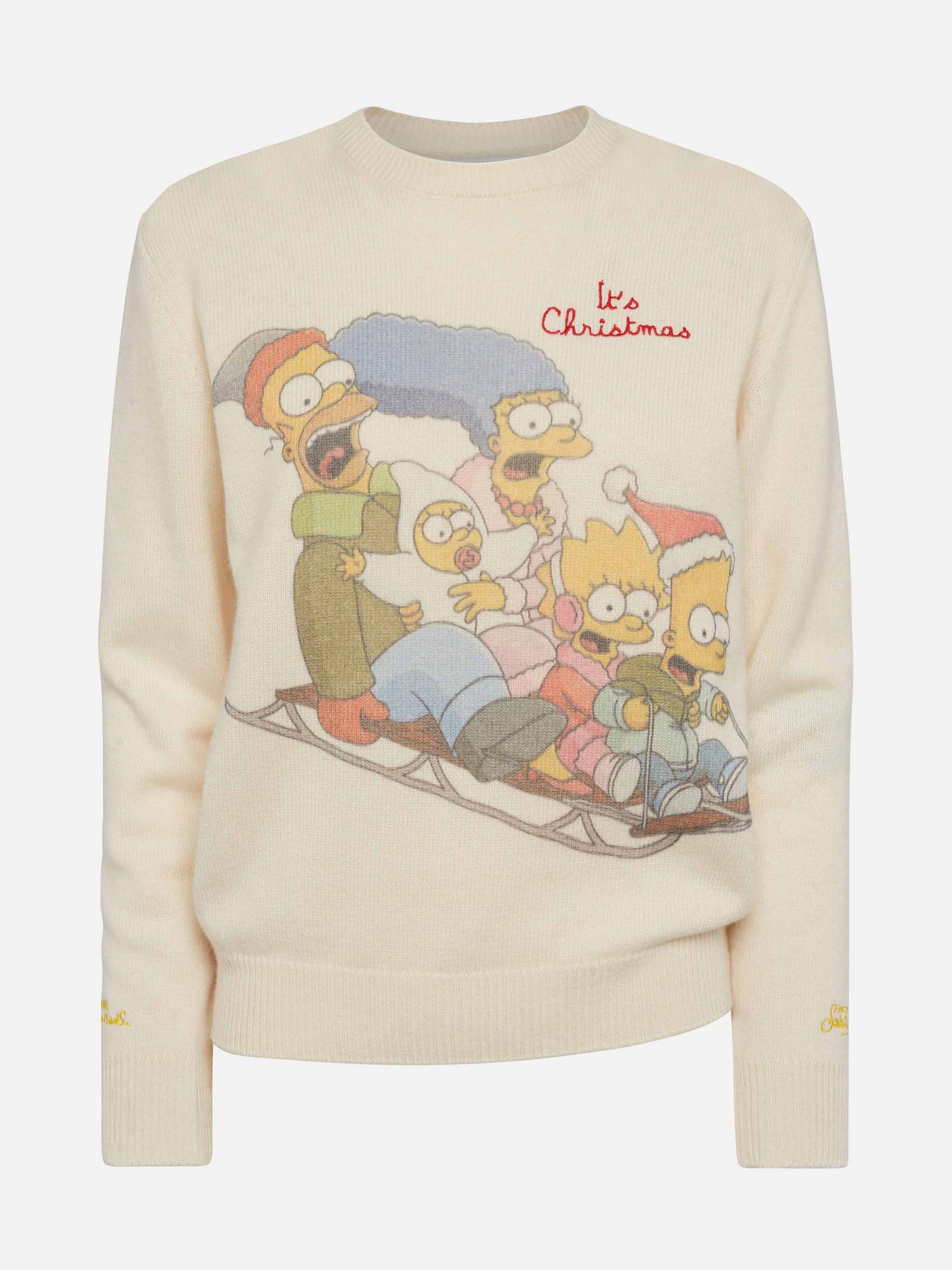 Woman white sweater New Queen with Simpson family print | SIMPSON FAMILY SPECIAL EDITION - MC2 Saint Barth