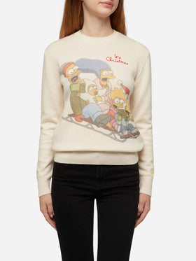 Woman white sweater New Queen with Simpson family print | SIMPSON FAMILY SPECIAL EDITION - MC2 Saint Barth