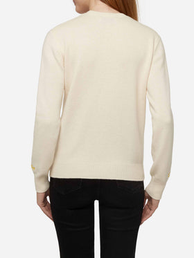 Woman white sweater New Queen with Simpson family print | SIMPSON FAMILY SPECIAL EDITION - MC2 Saint Barth